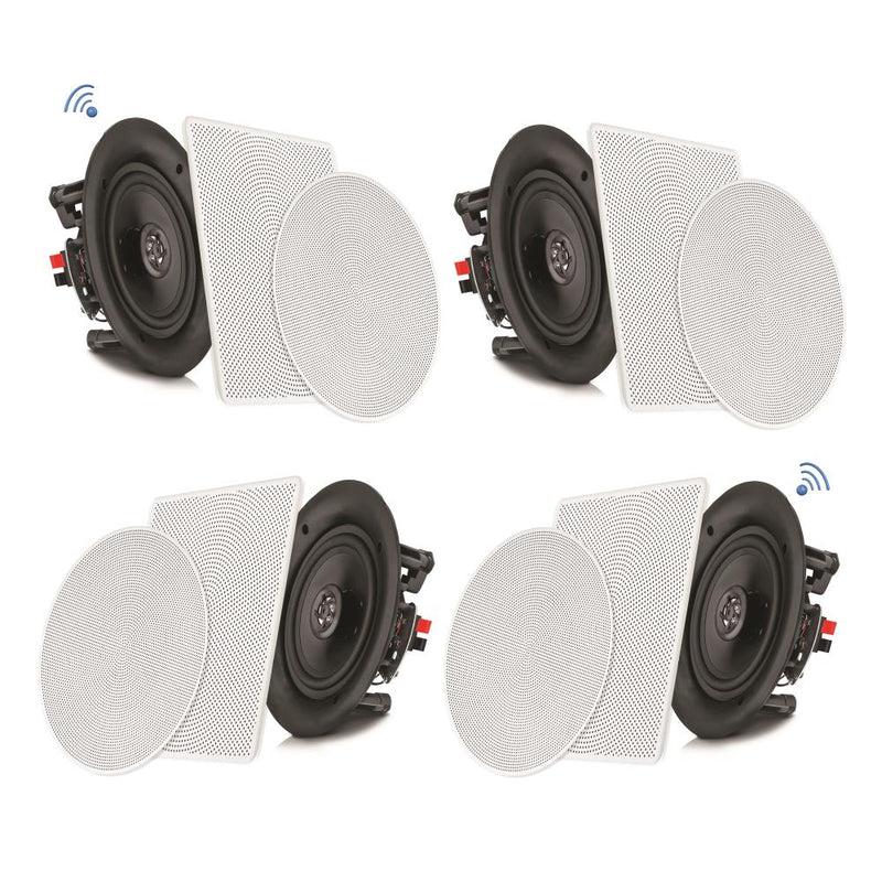 Pyle 6.5 In 2 Way 200W Flush Mount Bluetooth Ceiling Wall Speakers, 4 Pk (Used)