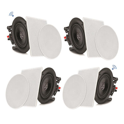 Pyle Audio 5.25 In 2 Way 150W Flush Mount Bluetooth Ceiling Wall Speakers, 4 Pk