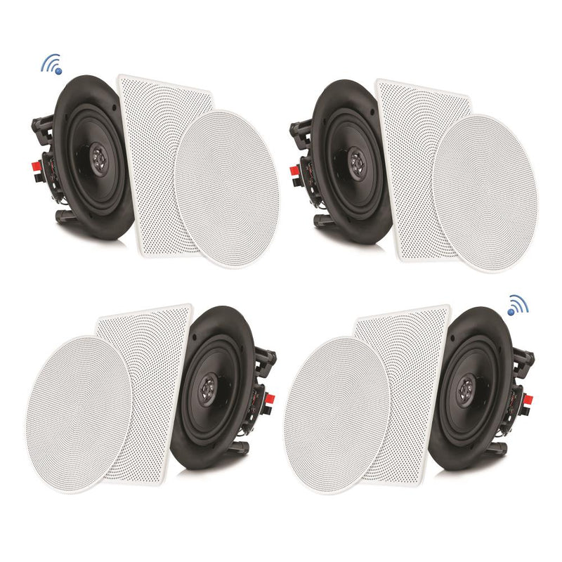 Pyle Audio 6.5 In 2 Way 200W Flush Mount Bluetooth Ceiling Wall Speakers, 4 Pack