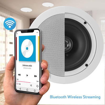 Pyle PDICBT552RD Flush Wall Mount 2 Way Bluetooth Speaker System Pair (4 Pack) - VMInnovations