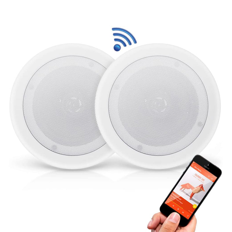 Pyle 8 Inch 250 Watt Bluetooth In Ceiling Wall Speakers System Pair (Open Box)