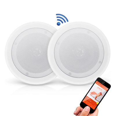 Pyle PDICBT852RD 8 Inch 250 Watt Bluetooth In Ceiling Wall Speakers, 2 Pack