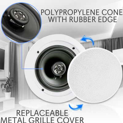 Pyle 8 Inch 250 Watt Bluetooth In Ceiling Wall Speakers System Pair (Open Box) - VMInnovations