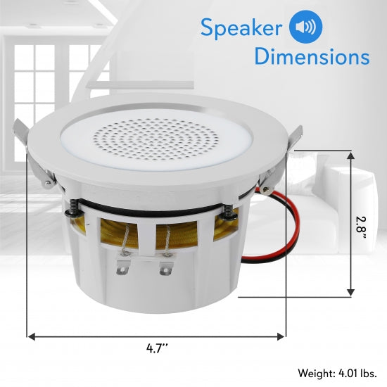 Pyle Audio 3.5" Bluetooth Ceiling Wall Speakers & LED Light, Pair (Open Box)
