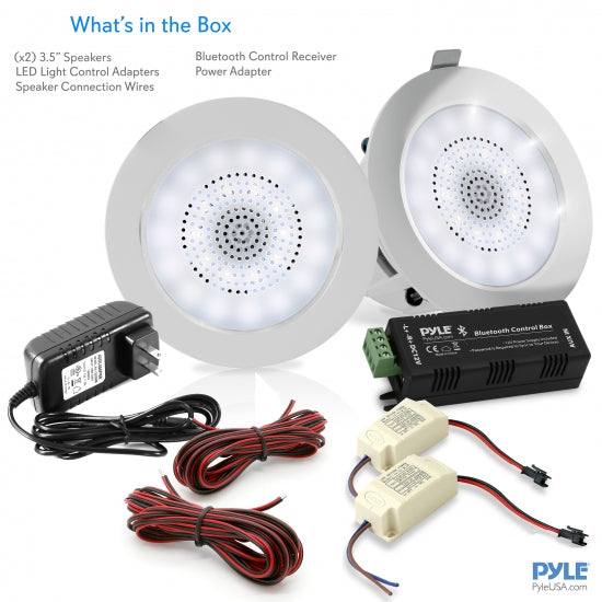 Pyle Audio 3.5" Bluetooth Ceiling Wall Speakers & LED Light, Pair (Open Box)