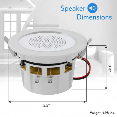 Pyle 4 Inch 2 Way 160W Bluetooth Ceiling Wall Speakers & LED Light (4 Pack)