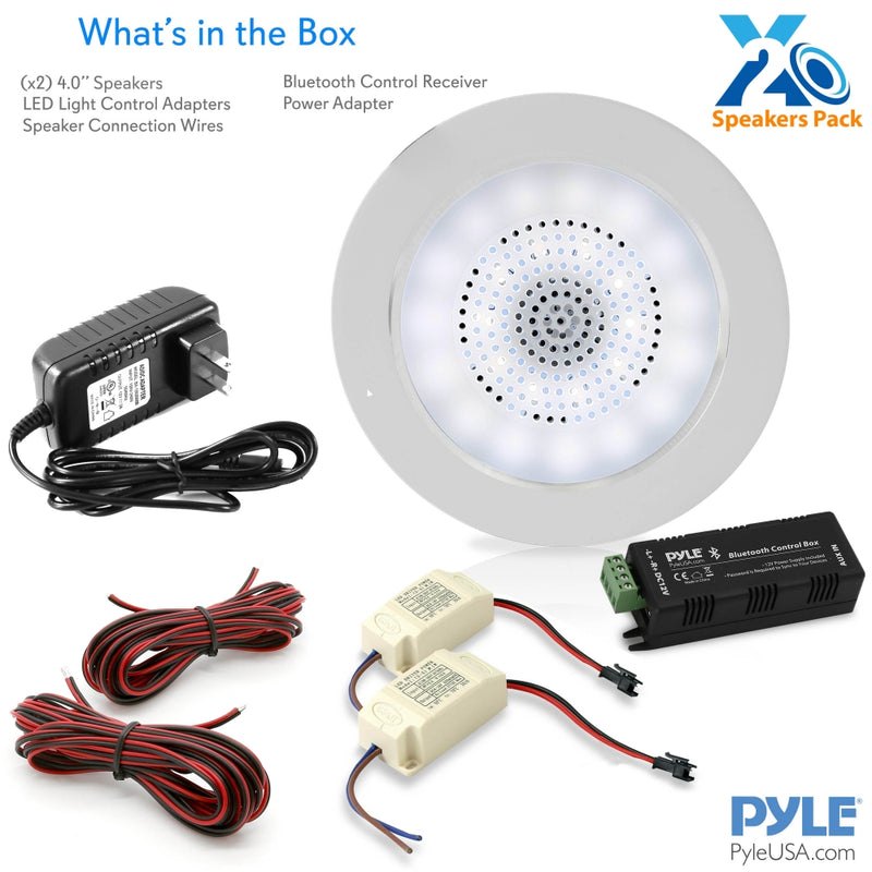 Pyle 4 Inch 2 Way 160W Bluetooth Ceiling Wall Speakers & LED Light (4 Pack)
