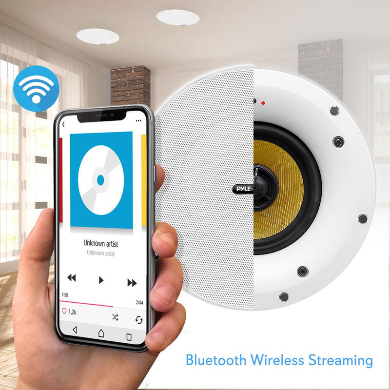 Pyle Audio 2 Way WiFi Flush Ceiling/Wall Mount Bluetooth Speakers (8 Speakers)