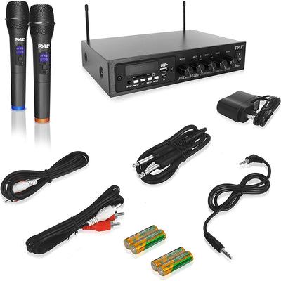 Pyle Bluetooth UHF Wireless Microphone System 2 Handheld Mics Bundle (2 Pack)