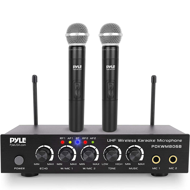 Pyle Bluetooth UHF Wireless Dual Microphone System w/ 2 Handheld Mics(For Parts)