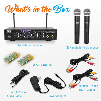 Pyle Bluetooth UHF Wireless Dual Microphone System w/ 2 Handheld Mics (Open Box)