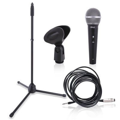 Pyle Handheld Microphone Kit with Mic Stand, Clip, and Carrying Case (Open Box)