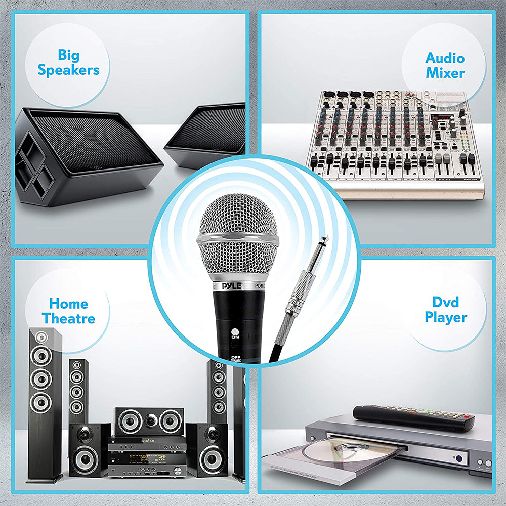 Pyle PDMICKT34 Dynamic Professional Dynamic 3 Handheld Microphones kit, Black