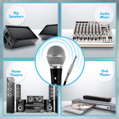 Pyle PDMICKT34 Dynamic Professional Dynamic 3 Handheld Microphones kit, Black
