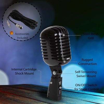 Pyle Pro PDMICR42BK Vintage Retro Style Dynamic Studio Vocal Microphone (4 Pack) - VMInnovations