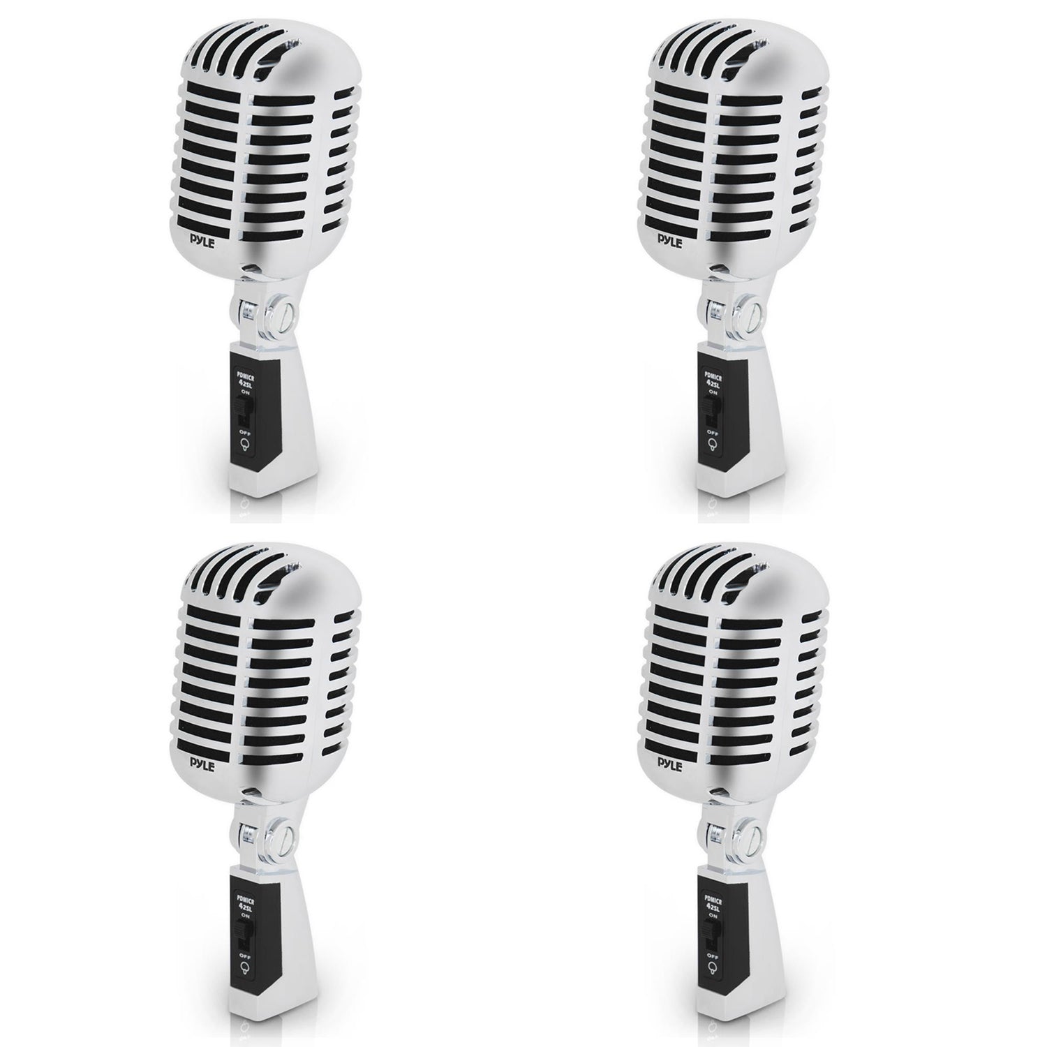 Pyle Pro PDMICR42SL Vintage Retro Style Dynamic Studio Vocal Microphone (4 Pack) - VMInnovations