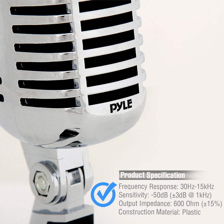 Pyle Pro PDMICR42SL Vintage Retro Style Dynamic Studio Desktop Vocal Microphone