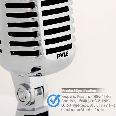 Pyle Pro Vintage Retro Style Dynamic Studio Desktop Vocal Microphone (Open Box)