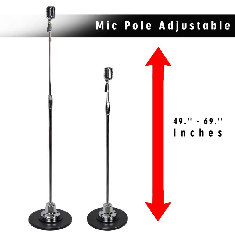 Pyle PDMICR70SL Classic Retro Vintage Style Microphone and Swing Stand, Silver