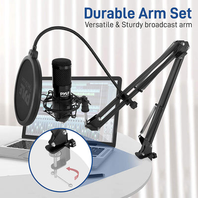 Pyle Pro Audio Recording Computer Desk Attached USB Microphone Kit (Open Box)