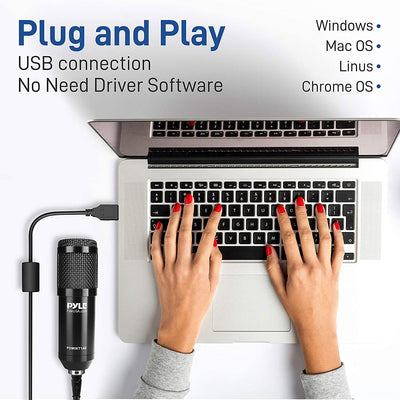 Pyle Pro Audio Recording Computer Desk Attached USB Microphone Kit (Open Box)