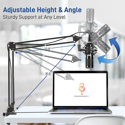 Pyle Pro Audio Recording Computer Desk Attached USB Microphone Kit (used)