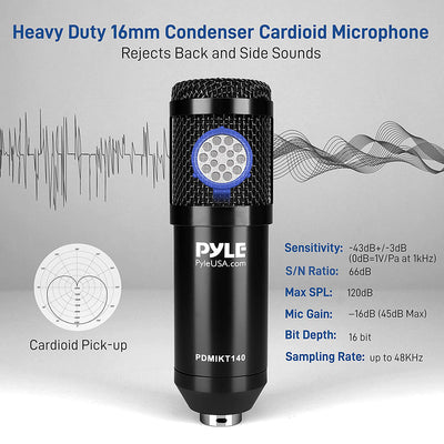 Pyle Pro Audio Recording Computer Desk Attached USB Microphone Kit (used)