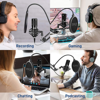 Pyle Pro Audio Recording Computer Desk Attached USB Microphone Kit (Open Box)