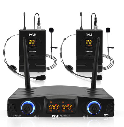 Pyle Compact Portable Dual Channel Wireless Microphone System Kit (For Parts)
