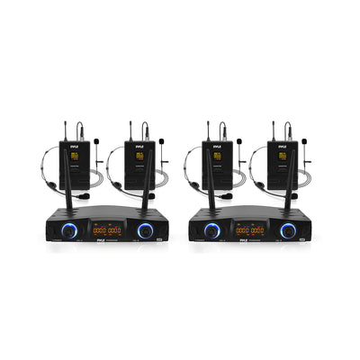 Pyle Compact Portable Dual Channel Wireless Microphone System Kit (2 Pack)