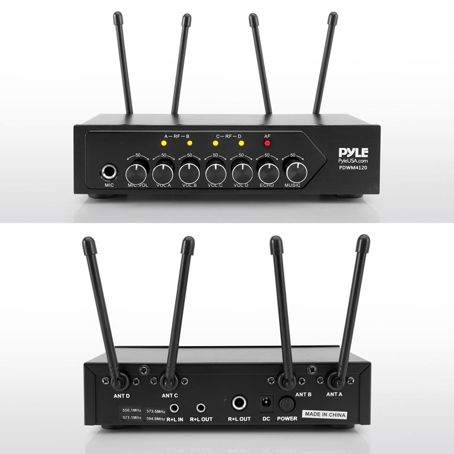 Pyle Wireless Microphone System Set w/ Bluetooth Receiver Base & 4 Mics (Used) - VMInnovations