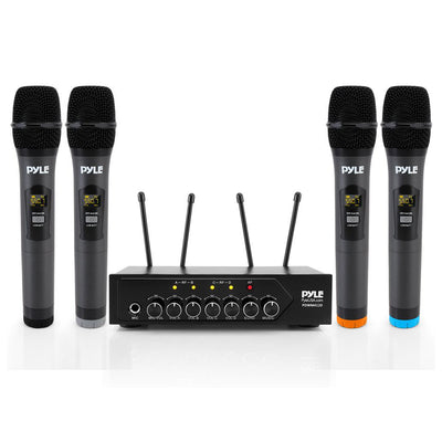 Pyle Wireless Microphone System Set w/ Bluetooth Receiver Base & 4 Mics (Used) - VMInnovations