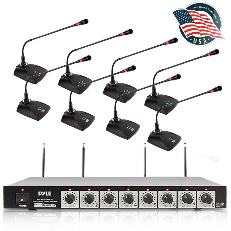Pyle VHF 8 Channel Wireless Desktop Microphone Receiver System Package(Open Box)