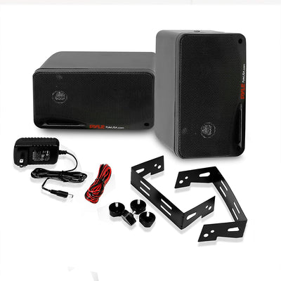 Pyle PDWR42BBT Bluetooth Indoor Outdoor 3.5" 200W Speaker System, Black (2 Pack)