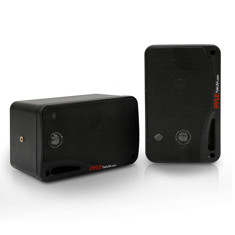 Pyle PDWR42BBT Bluetooth Indoor Outdoor 3.5" 200W Speaker System, Black (2 Pack)