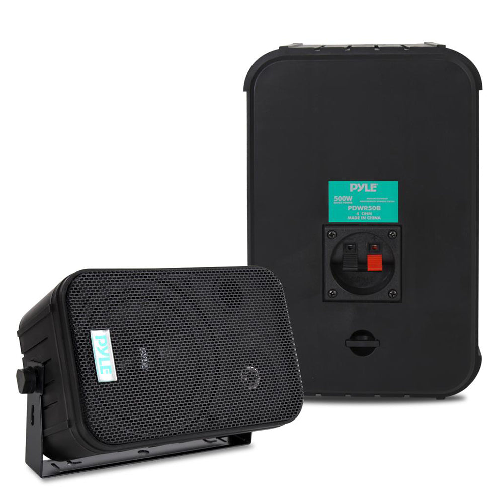 Pyle Waterproof Indoor Outdoor 6.5 Inch Speaker System, Black (2 Pack)(Open Box)