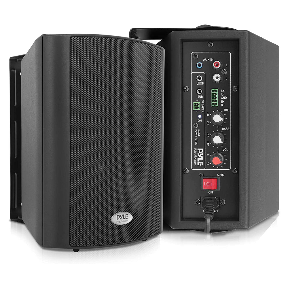 Pyle PDWR53BTBK Bluetooth Indoor Outdoor 5.25 In Speaker System, Black (2 Pack) - VMInnovations