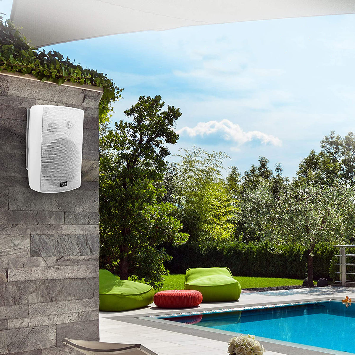 Pyle PDWR61BTWT Bluetooth Indoor Outdoor 6.5 Inch Speaker System, White (8 Pack)