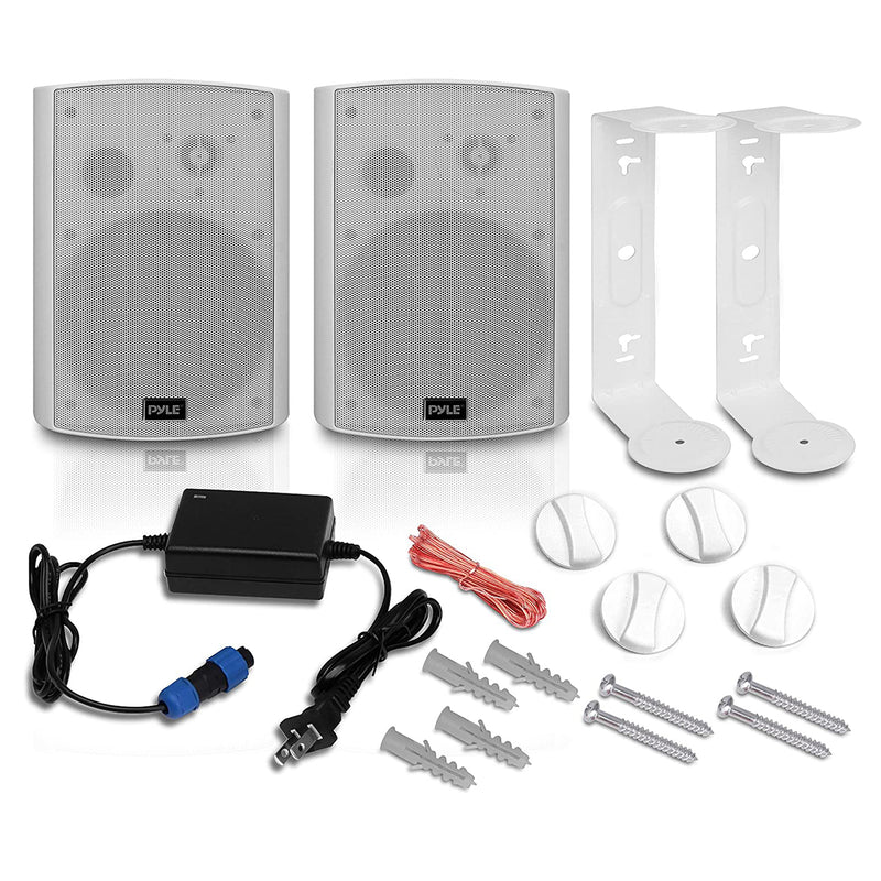 Pyle PDWR61BTWT Bluetooth Indoor Outdoor 6.5 Inch Speaker System, White (2 Pack)