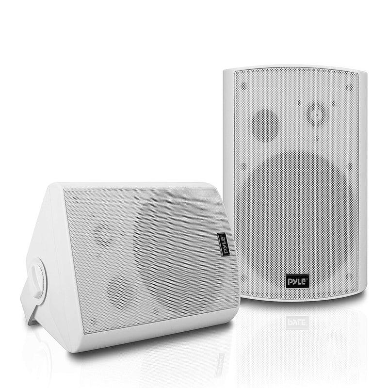 Pyle Bluetooth Indoor Outdoor 6.5 Inch Speaker System, White (2 Pack) (Open Box)