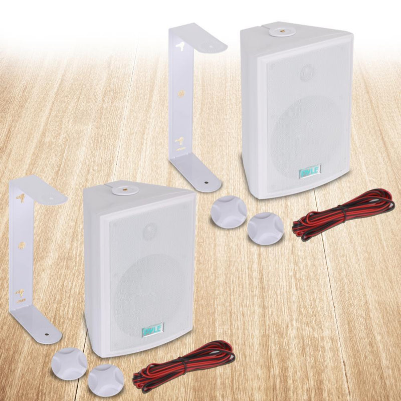 Pyle PDWR63 Waterproof Indoor Outdoor 6.5" 350W Speaker System, White (2 Pack)