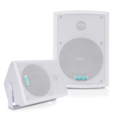 Pyle PDWR63 Waterproof Indoor Outdoor 6.5" 350W Speaker System, White (2 Pack)