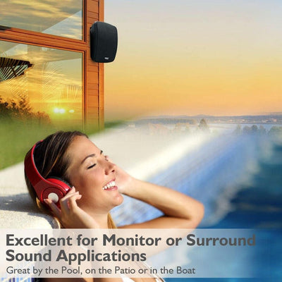 Pyle Audio 6.5 Inch Waterproof Bluetooth Indoor & Outdoor Speaker, Black (Pair)