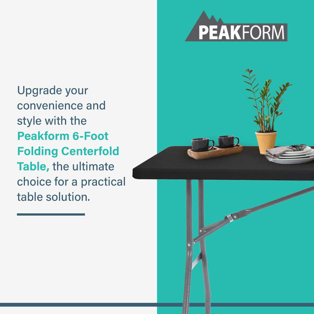 Peakform Compact Fold Banquet Table for Indoor Outdoor Use, 6 Ft, Black (Used)