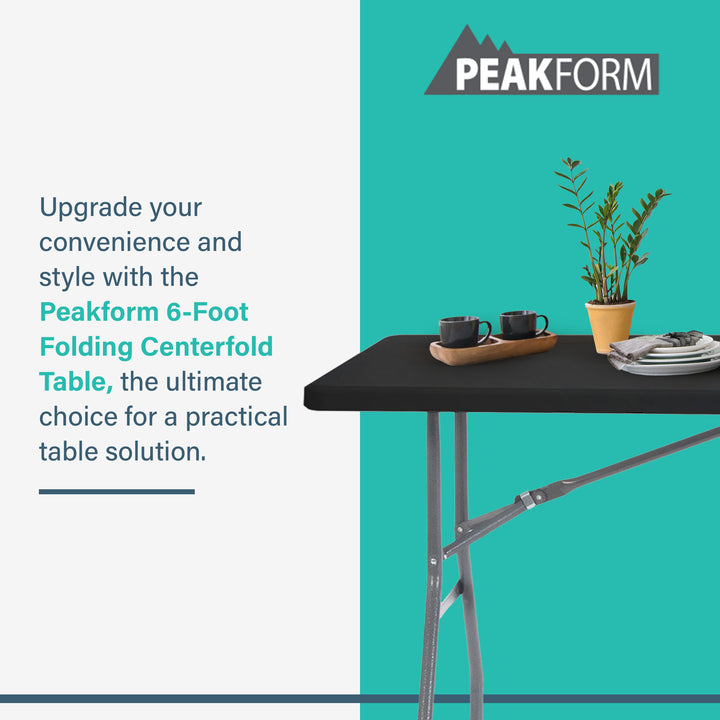 Peakform Compact Fold Banquet Table for Indoor Outdoor Use, 6 Ft, Black (Used)