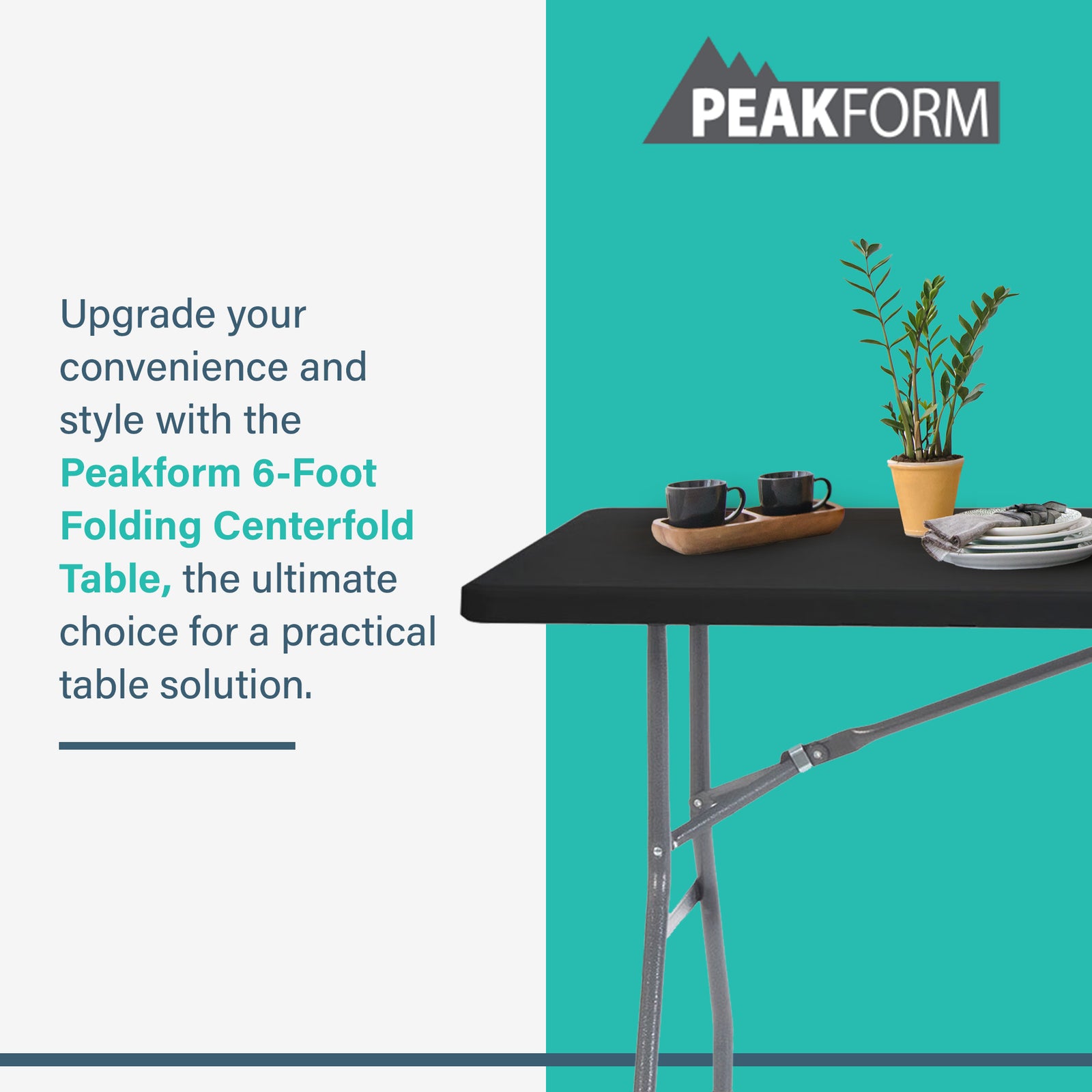 Peakform Fold In Half Banquet Table for Indoor Outdoor Use, 6 Ft,Black(Open Box) - VMInnovations