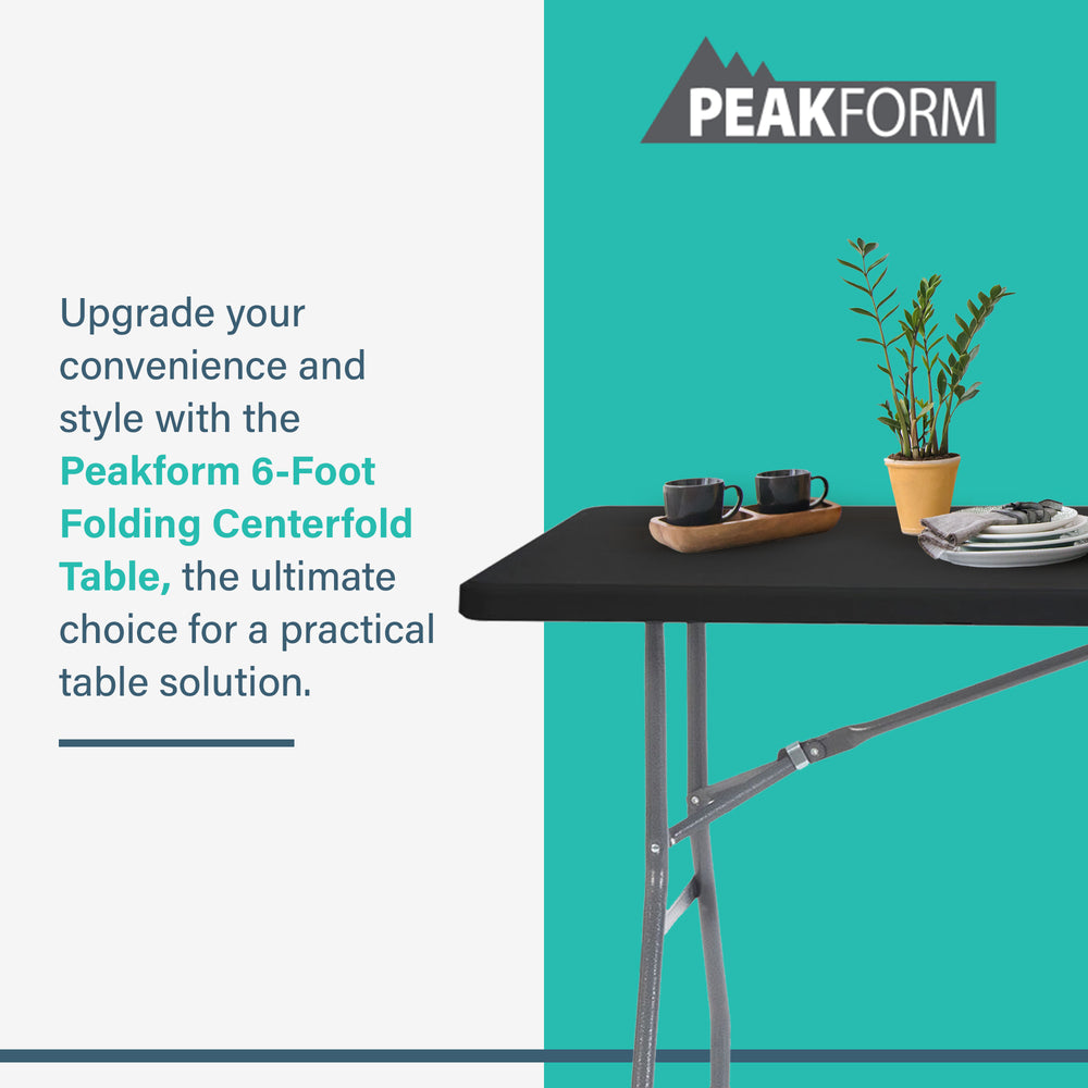 806 6 Foot Fold In Half Folding Banquet Table, Black (Used) - VMInnovations