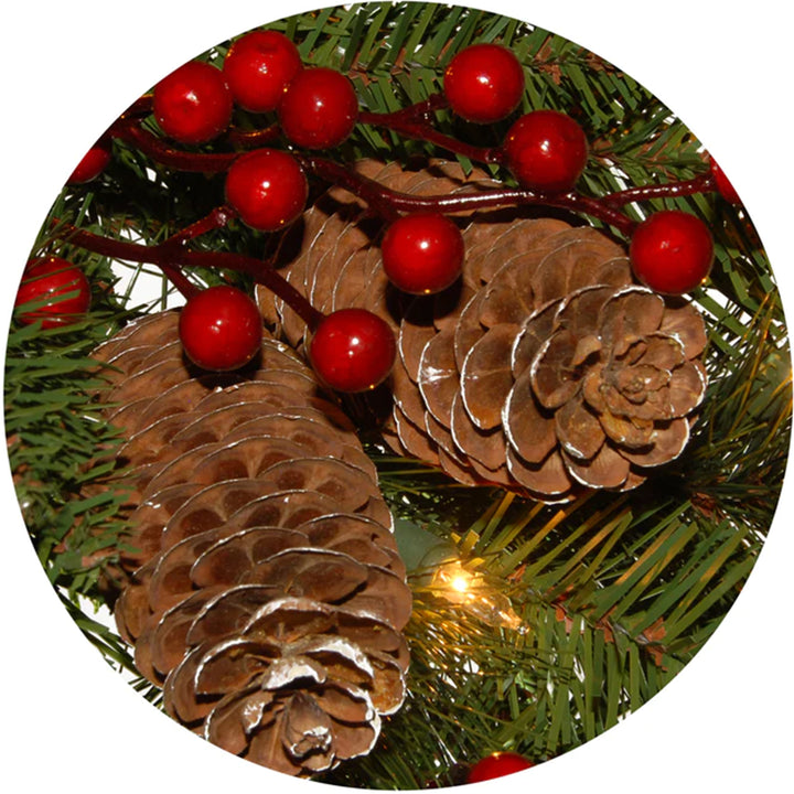 National Tree Company Bristle Berry Pine 24" Prelit Christmas Wreath, LEDs(Used)