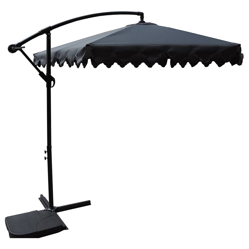 Pebble Lane Living 10 Ft Cantilever Scalloped Tilt Umbrella, Black (For Parts)
