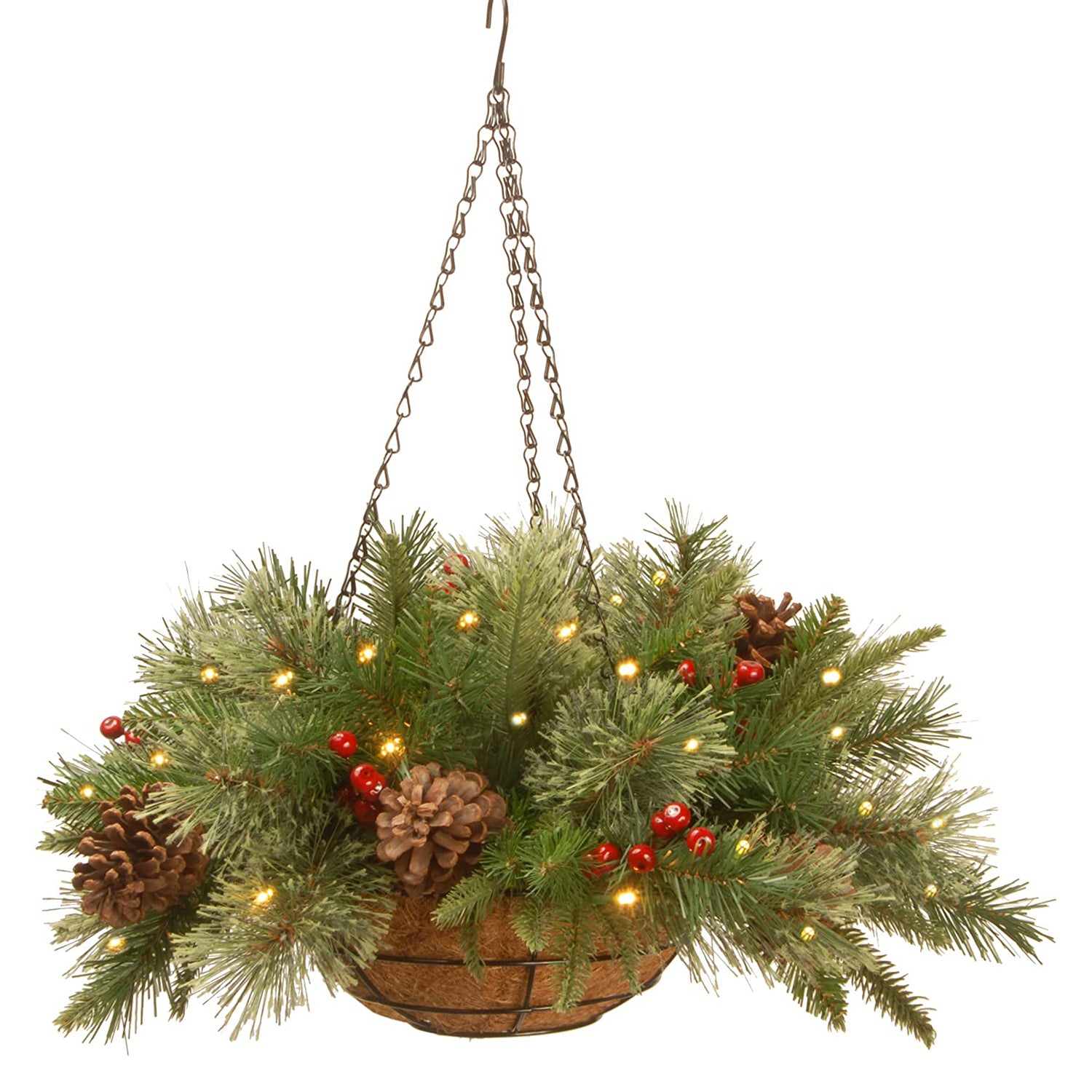 National Tree Company 20" Artificial Christmas Colonial Hanging Basket(Open Box) - VMInnovations